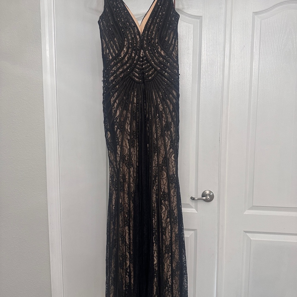 Camille La Vie Black and Cream Lace Maxi Dress